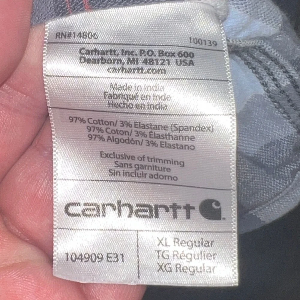 Carhartt Men's Rugged Flex Relaxed Fit Plaid Flannel Shirt XL Blue Grey 104909